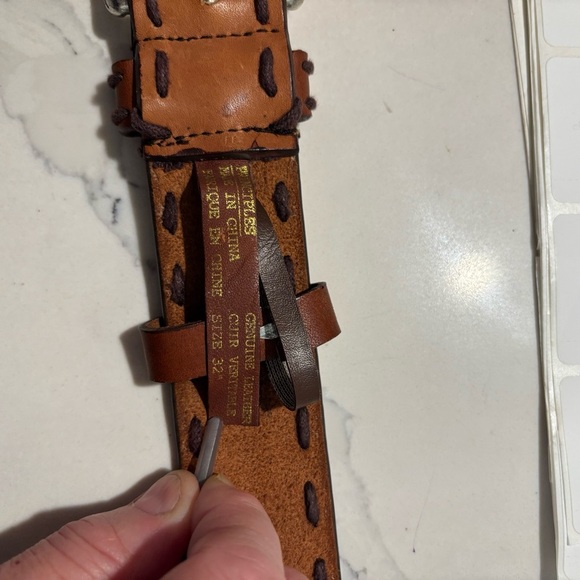 PRINCIPLES Sz 32 Brown Leather Belt With Contrasting Stiching Boho Western Vibe - Picture 9 of 9